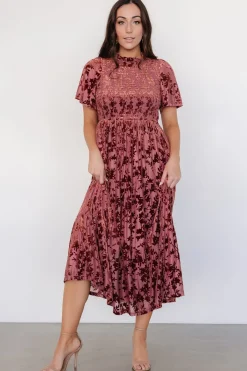 Clearance Baltic Born Callen Smocked Velvet Dress | Dusty Clove DustyClove