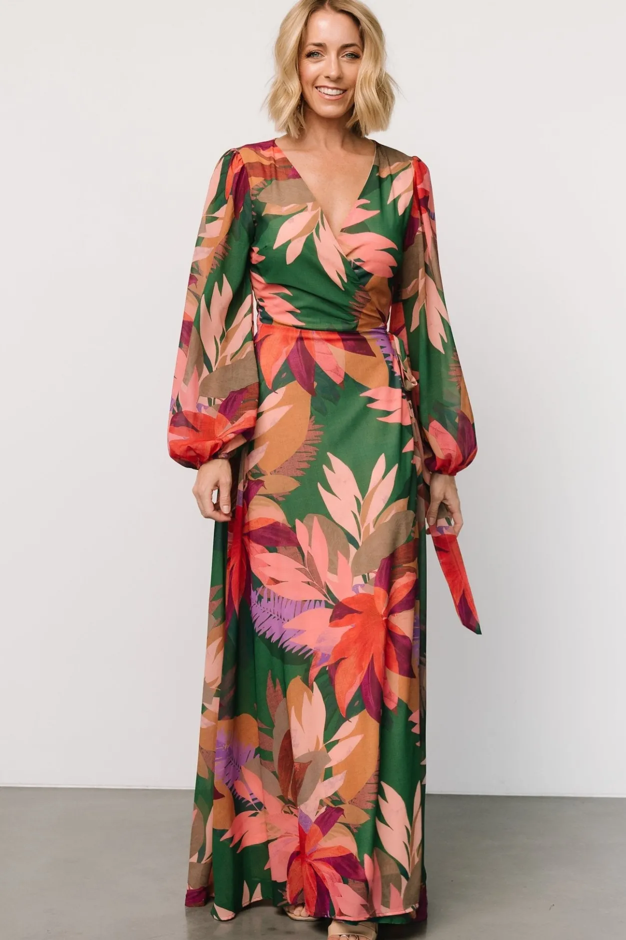 Clearance Baltic Born Camilla Wrap Maxi Dress | Green Multi GreenMulti