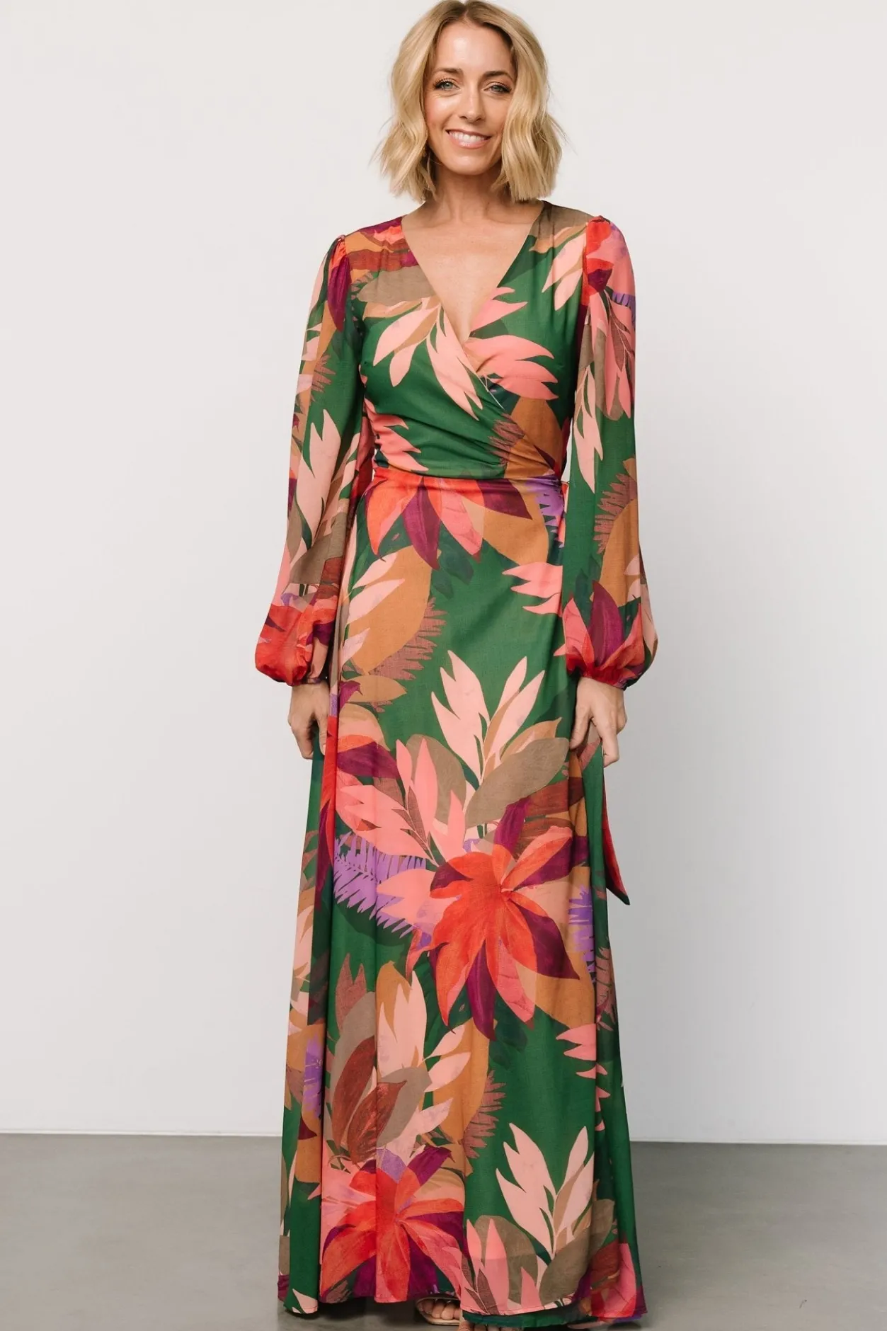 Clearance Baltic Born Camilla Wrap Maxi Dress | Green Multi GreenMulti