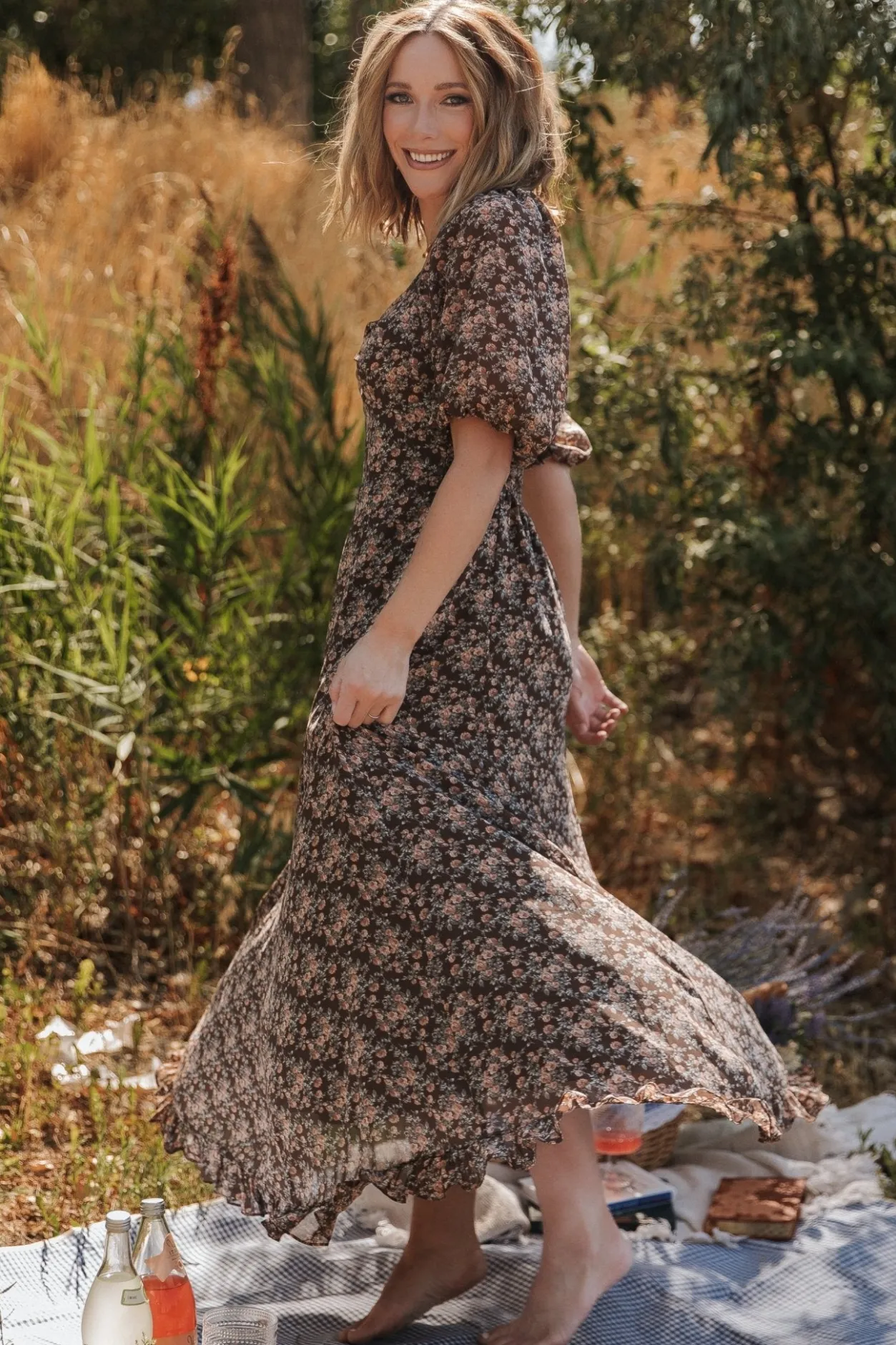 Online Baltic Born Camryn Maxi Dress | Brown Floral BrownFloral