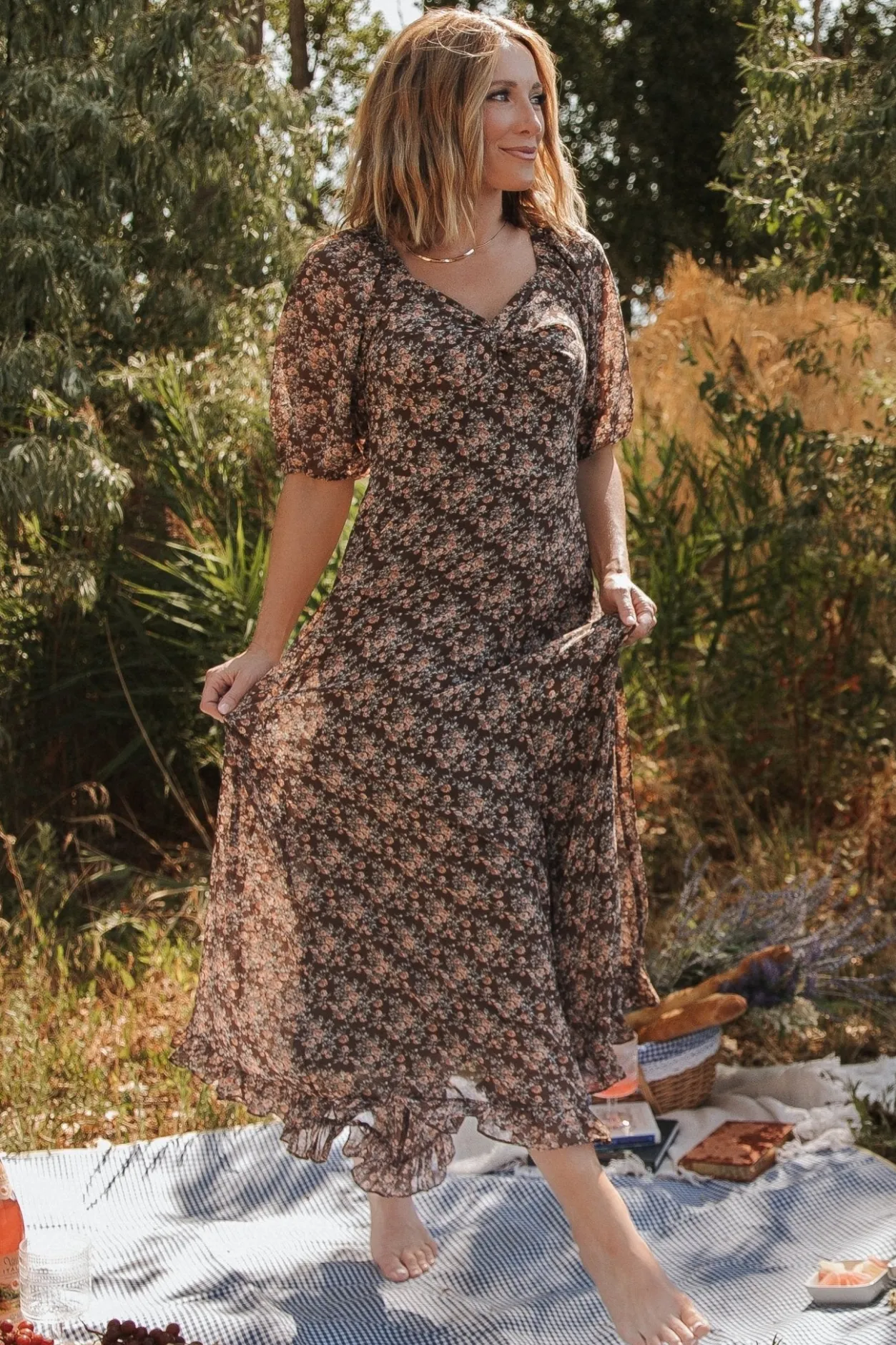 Online Baltic Born Camryn Maxi Dress | Brown Floral BrownFloral