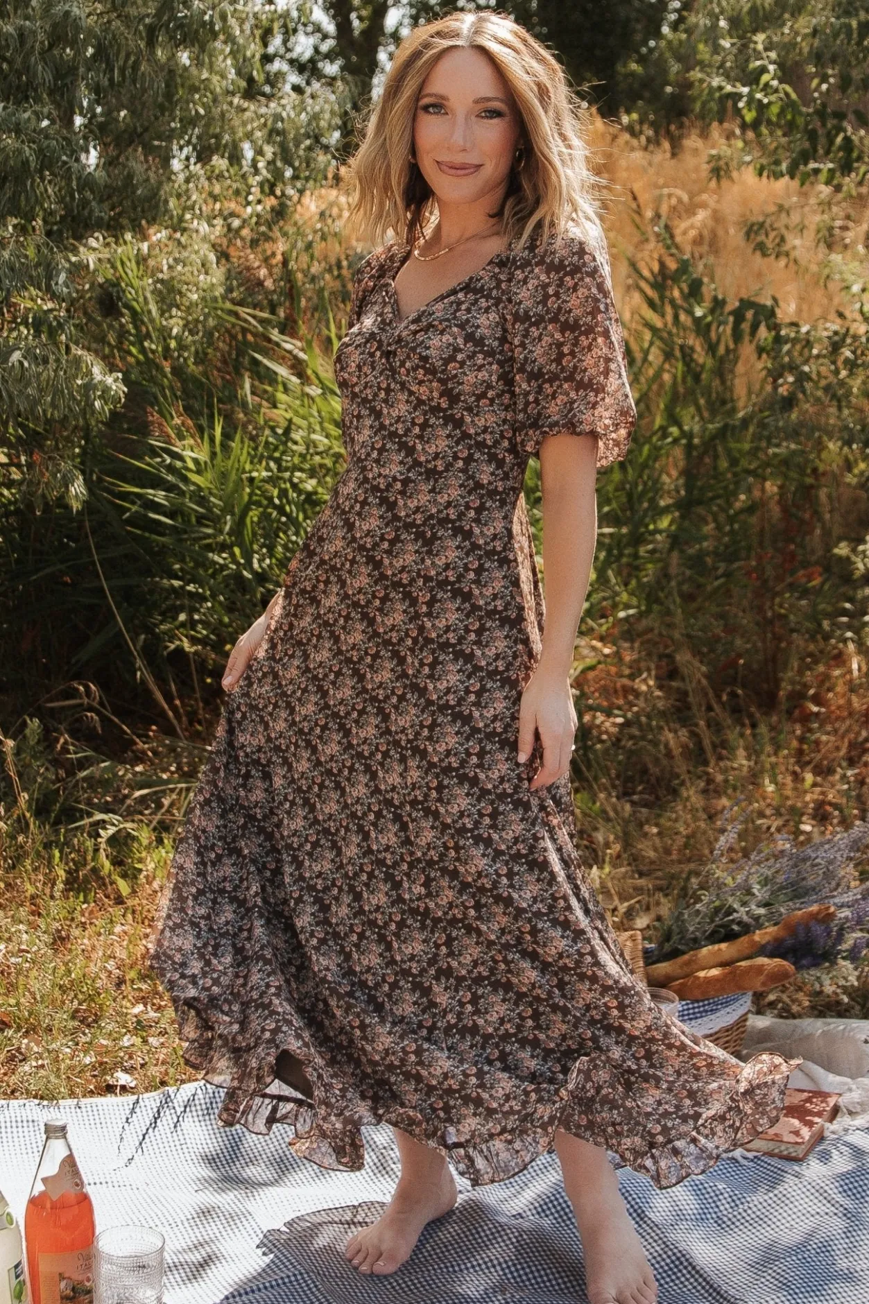Online Baltic Born Camryn Maxi Dress | Brown Floral BrownFloral