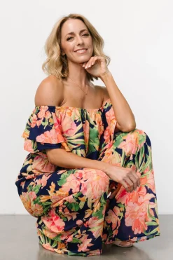 Discount Baltic Born Capistrano Ruffle Jumpsuit | Navy Floral NavyFloral