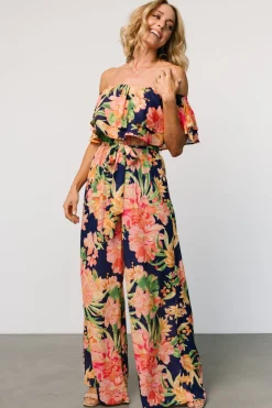 Discount Baltic Born Capistrano Ruffle Jumpsuit | Navy Floral NavyFloral