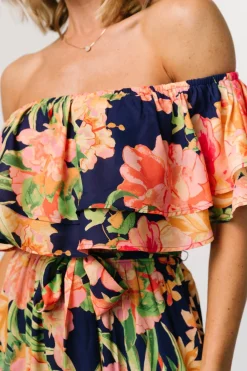Discount Baltic Born Capistrano Ruffle Jumpsuit | Navy Floral NavyFloral
