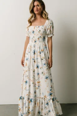 Clearance Baltic Born Capri Smocked Maxi Dress | White Multi Print WhiteMultiPrint