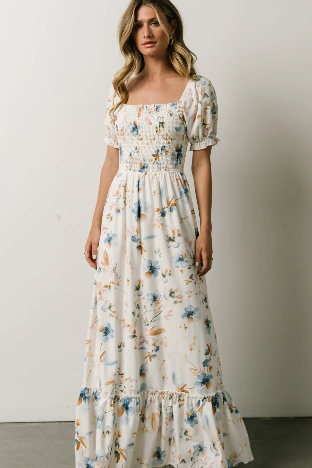 Clearance Baltic Born Capri Smocked Maxi Dress | White Multi Print WhiteMultiPrint