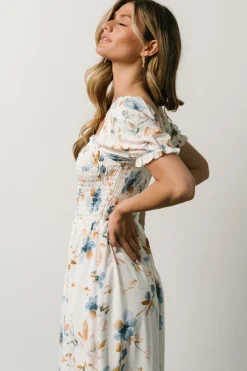 Clearance Baltic Born Capri Smocked Maxi Dress | White Multi Print WhiteMultiPrint