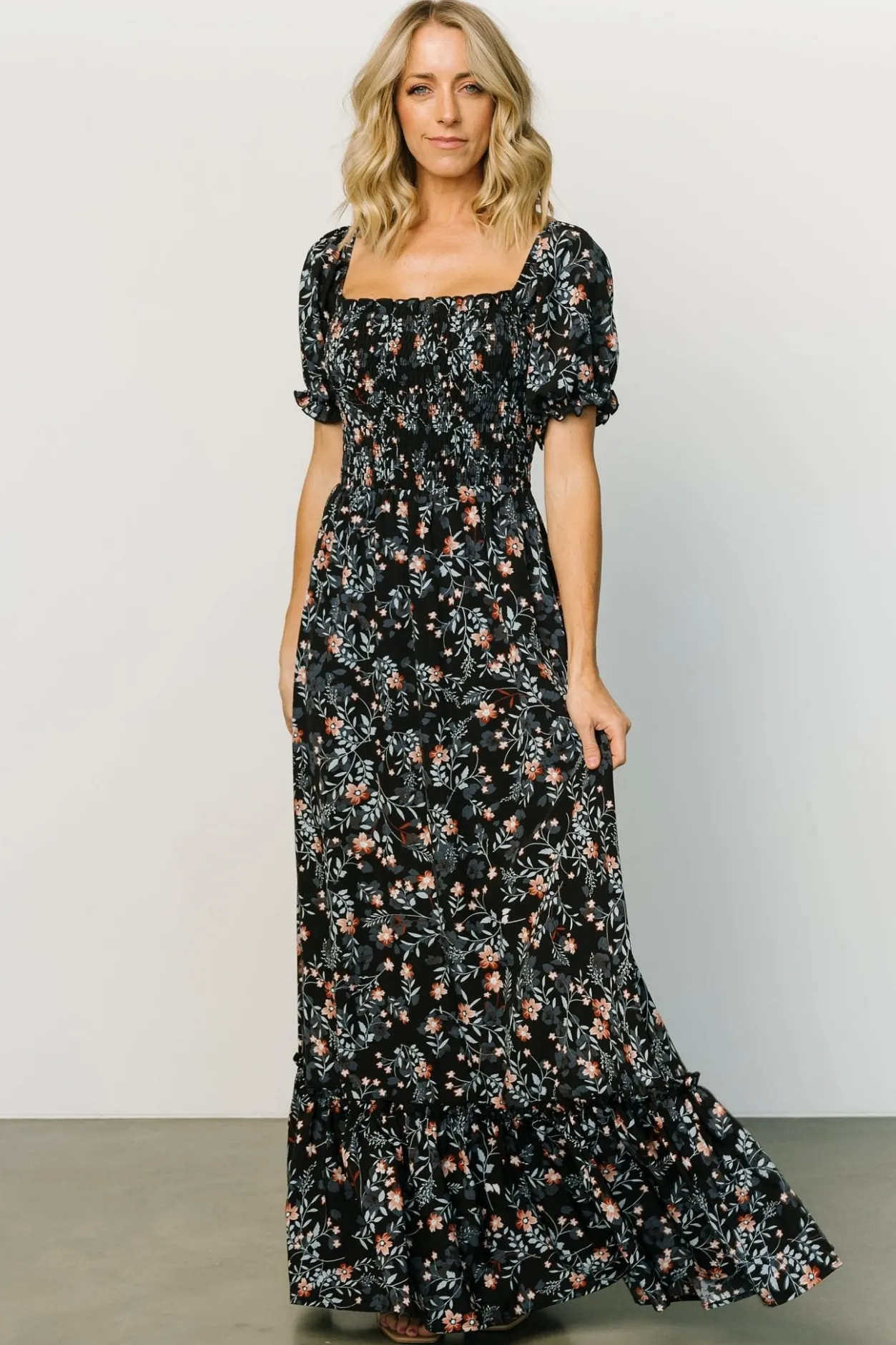 Hot Baltic Born Capri Smocked Maxi Dress | Midnight Floral MidnightFloral