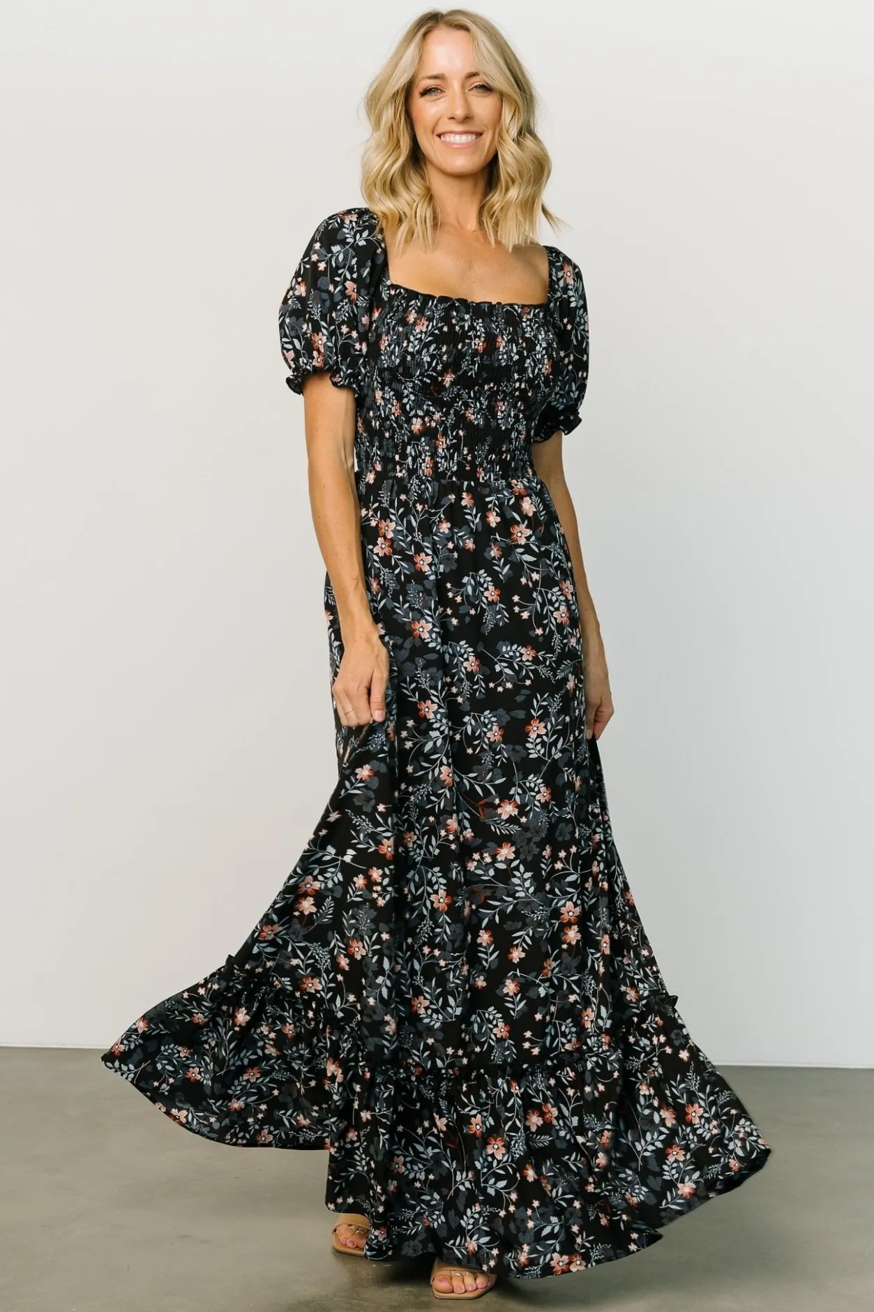 Hot Baltic Born Capri Smocked Maxi Dress | Midnight Floral MidnightFloral