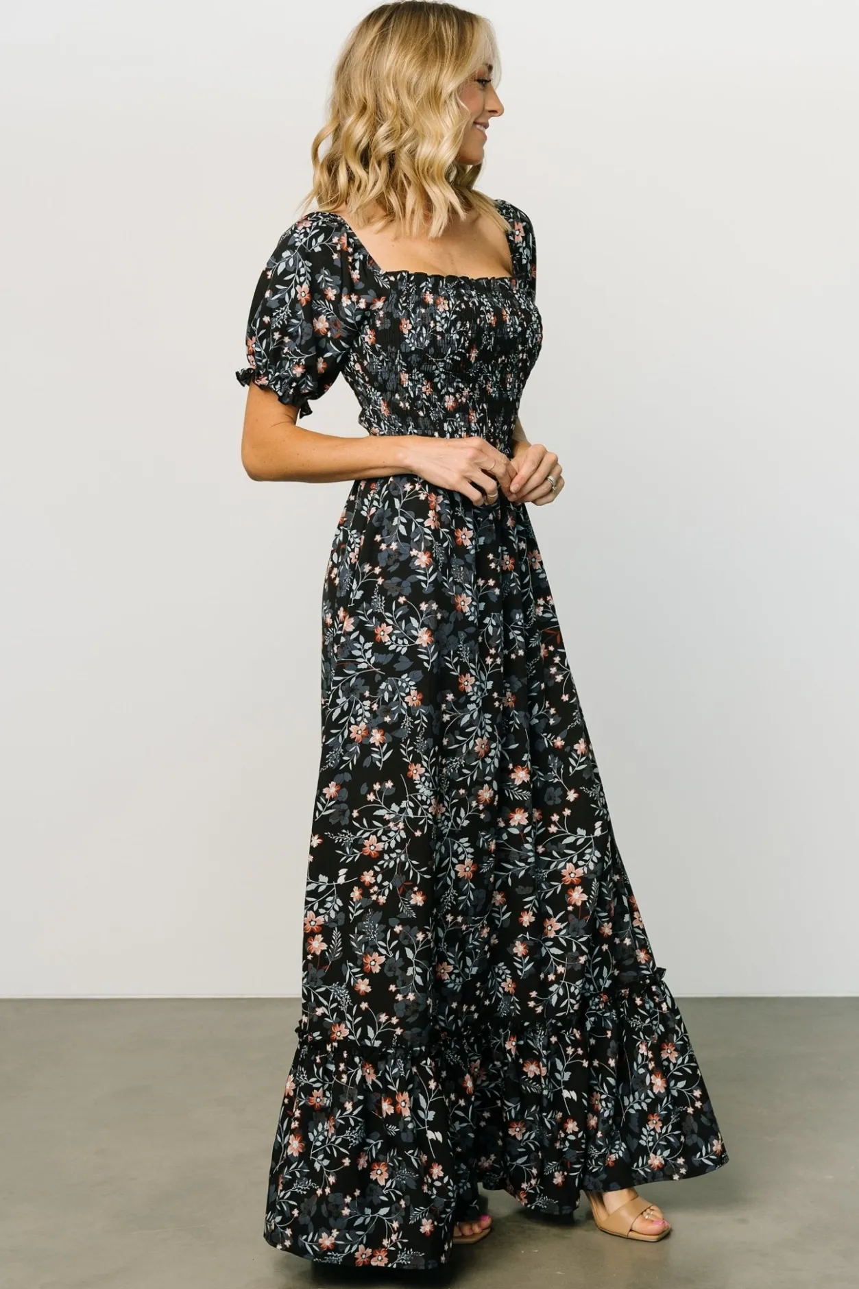 Hot Baltic Born Capri Smocked Maxi Dress | Midnight Floral MidnightFloral