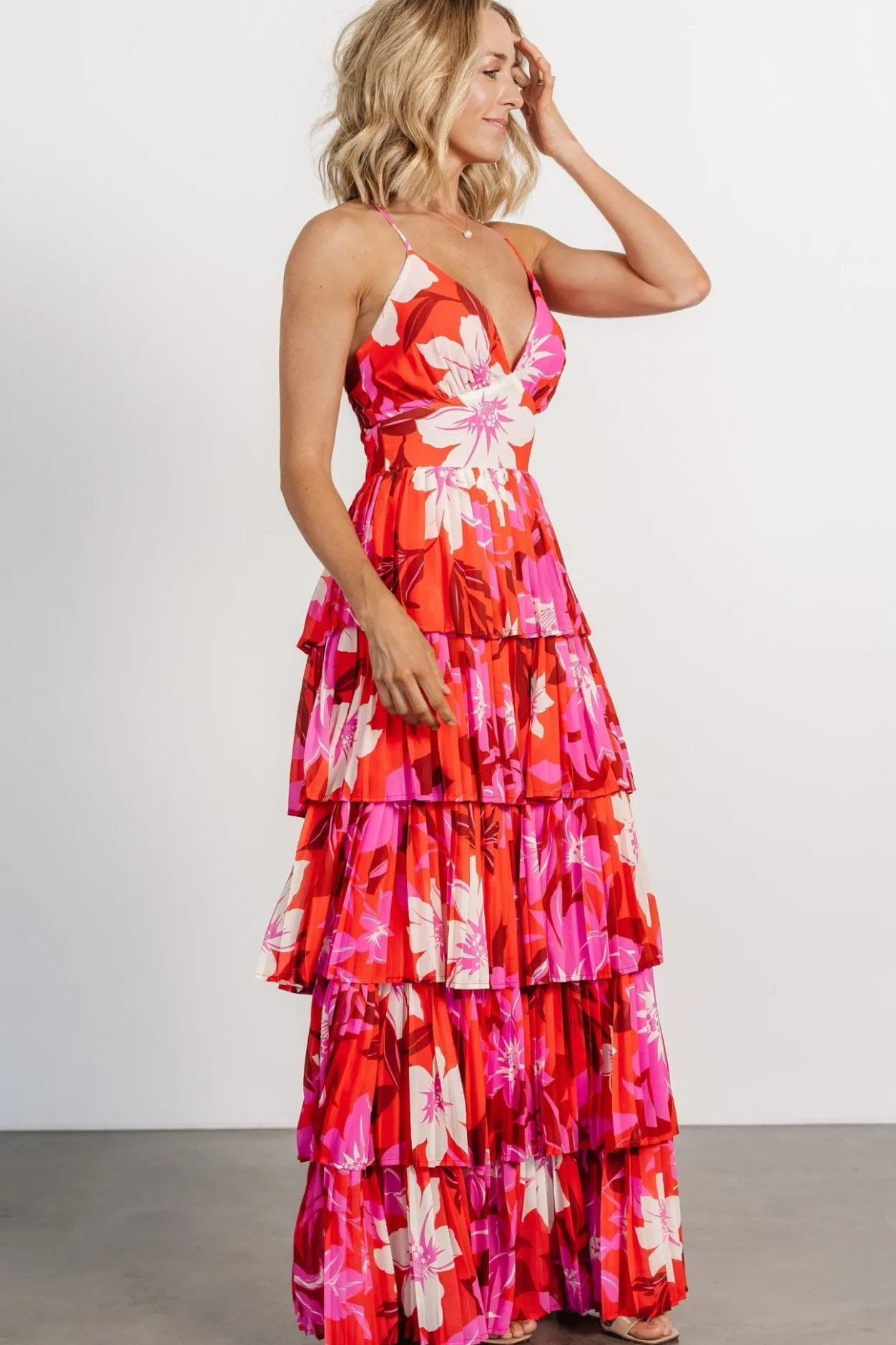 Online Baltic Born Capriana Tiered Maxi Dress | Red Multi RedMulti