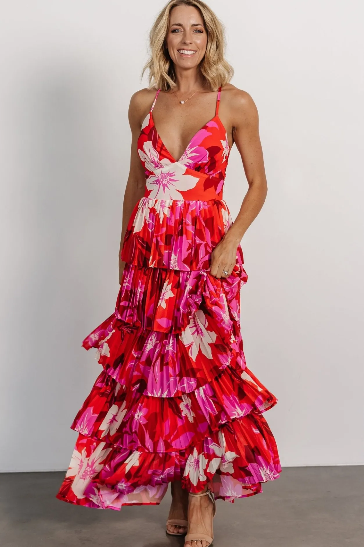 Online Baltic Born Capriana Tiered Maxi Dress | Red Multi RedMulti