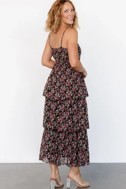 Online Baltic Born Caprice Tiered Dress | Black Floral BlackFloral