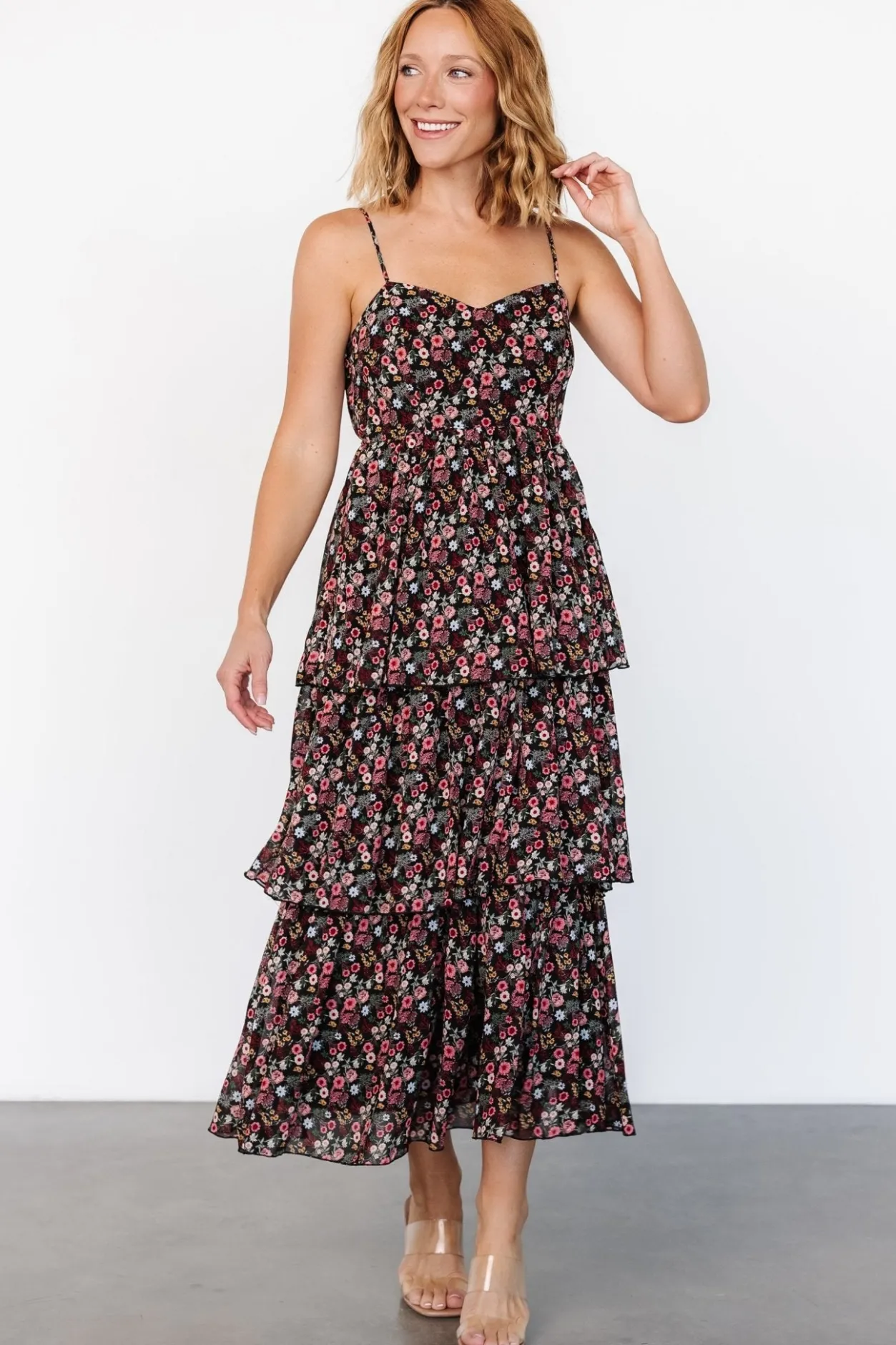 Online Baltic Born Caprice Tiered Dress | Black Floral BlackFloral