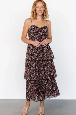 Online Baltic Born Caprice Tiered Dress | Black Floral BlackFloral