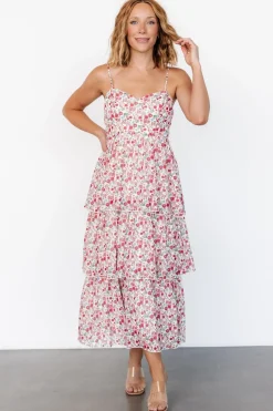 Discount Baltic Born Caprice Tiered Dress | Cream Multi Floral CreamMultiFloral
