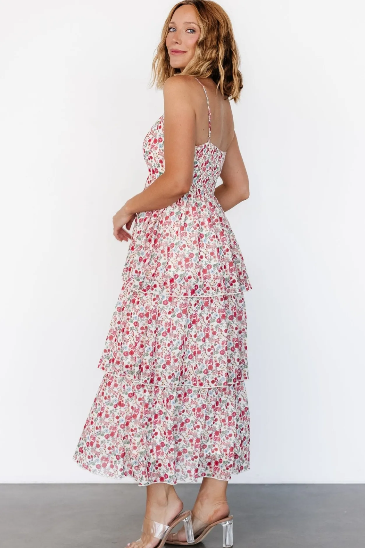 Discount Baltic Born Caprice Tiered Dress | Cream Multi Floral CreamMultiFloral