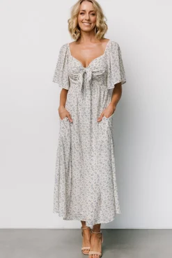 New Baltic Born Carah Tie Dress | Off White + Blue Floral OffWhite+BlueFloral