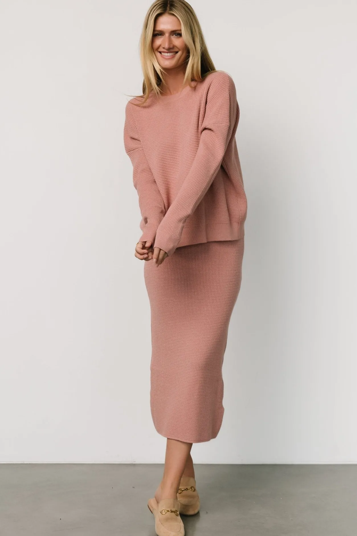 Hot Baltic Born Carey Waffle Midi Skirt | Rose