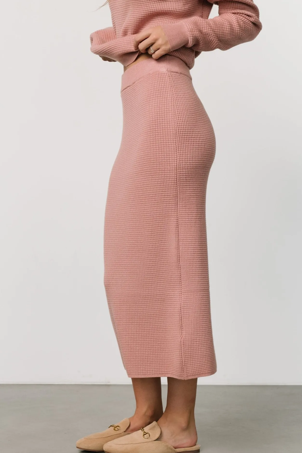 Hot Baltic Born Carey Waffle Midi Skirt | Rose
