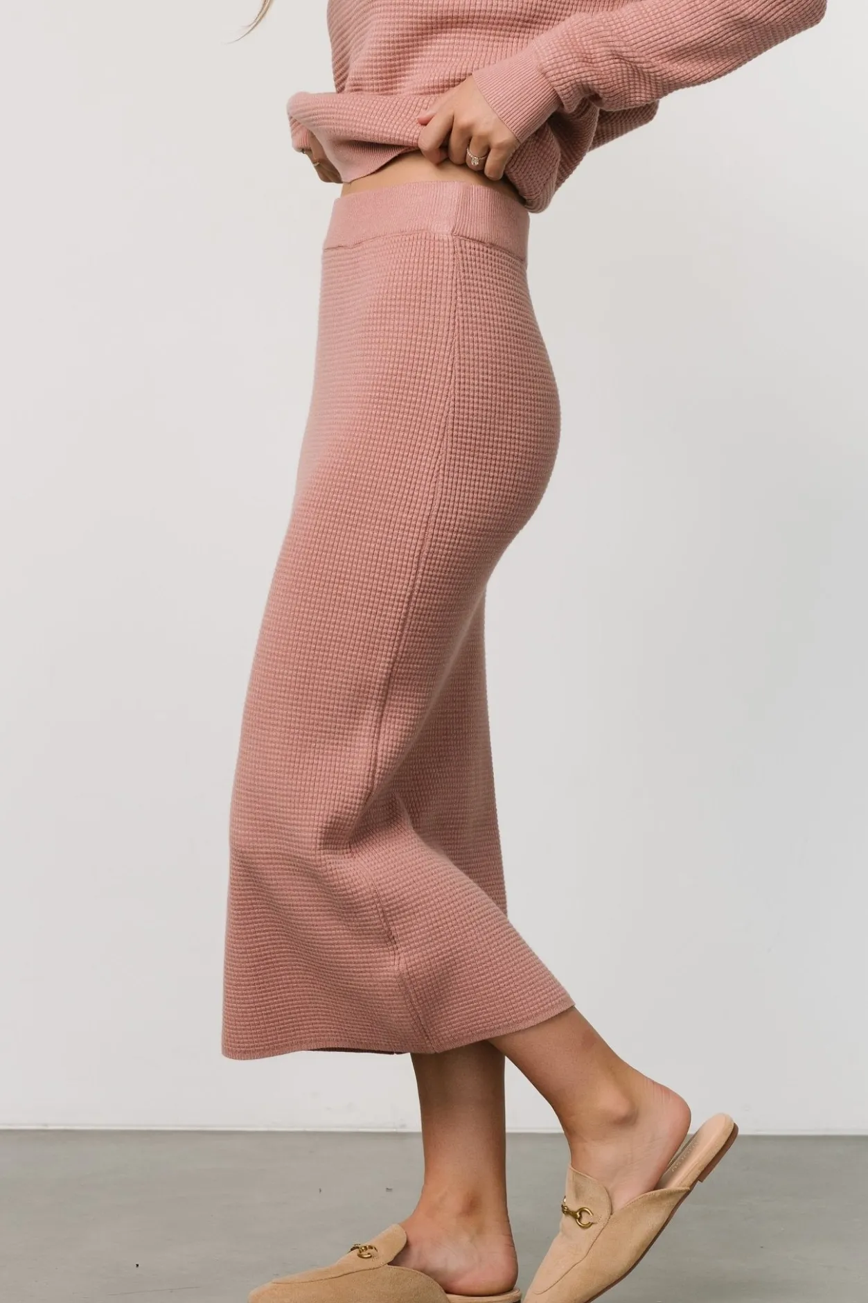 Hot Baltic Born Carey Waffle Midi Skirt | Rose