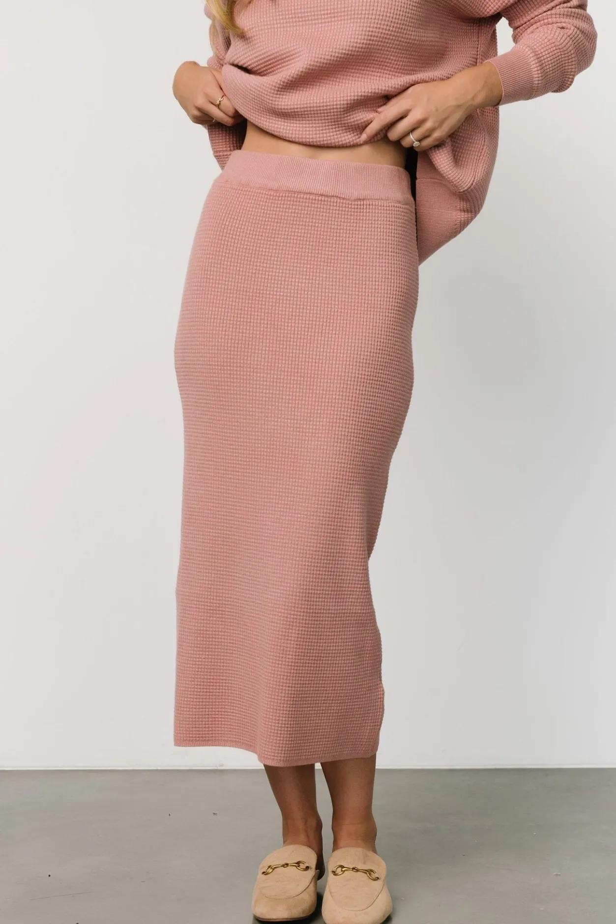 Hot Baltic Born Carey Waffle Midi Skirt | Rose