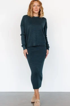 Sale Baltic Born Carey Waffle Midi Skirt | Midnight Blue MidnightBlue