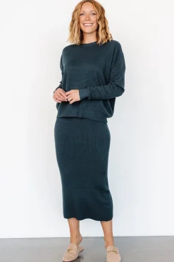 Sale Baltic Born Carey Waffle Midi Skirt | Midnight Blue MidnightBlue