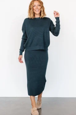 Sale Baltic Born Carey Waffle Midi Skirt | Midnight Blue MidnightBlue