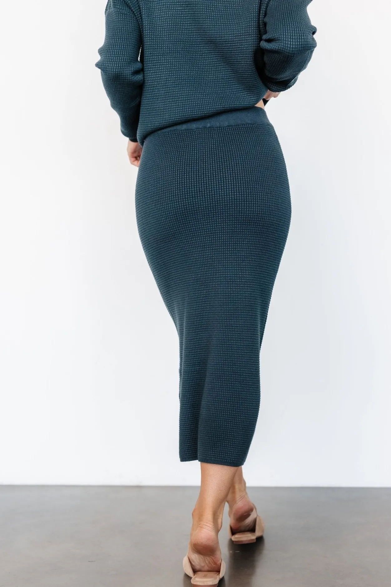 Sale Baltic Born Carey Waffle Midi Skirt | Midnight Blue MidnightBlue