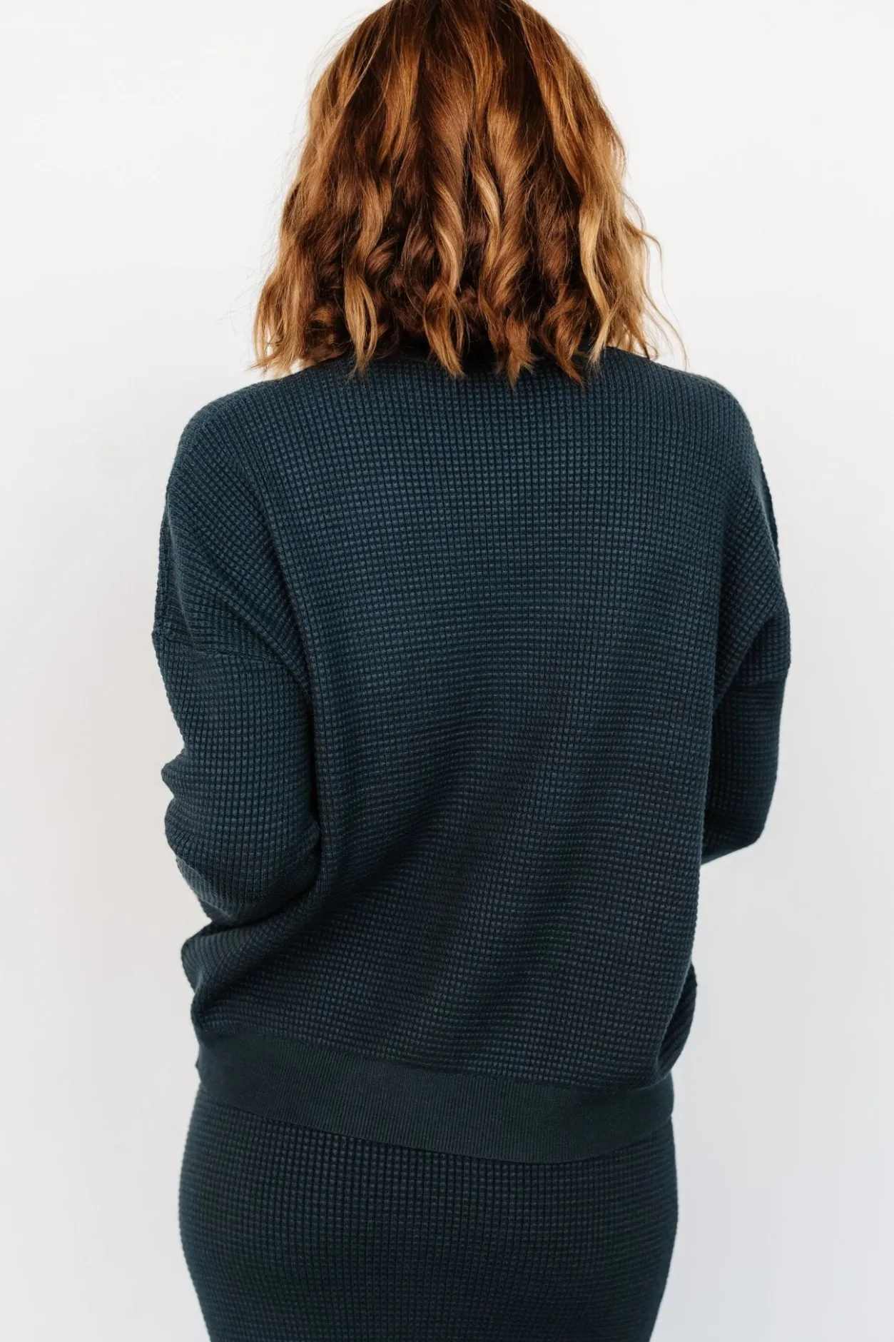 Outlet Baltic Born Carey Waffle Sweater | Midnight Blue MidnightBlue