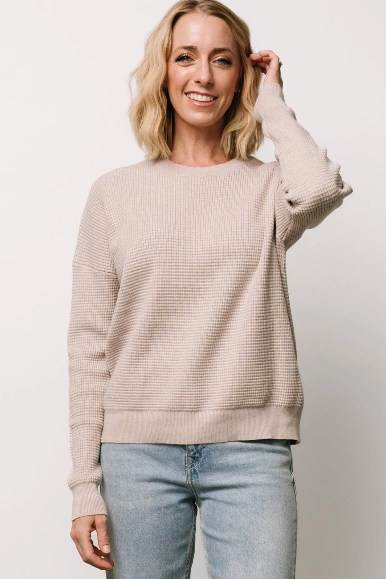 Outlet Baltic Born Carey Waffle Sweater | Taupe