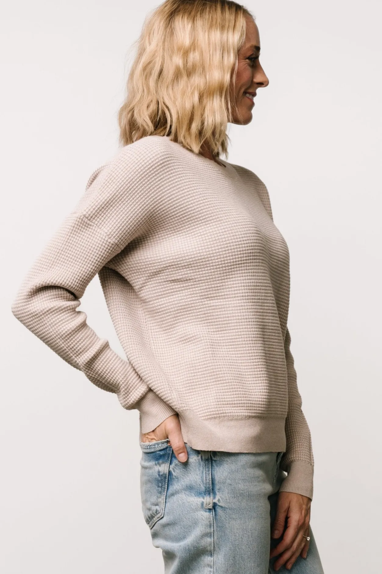 Outlet Baltic Born Carey Waffle Sweater | Taupe