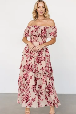 Clearance Baltic Born Carina Off Shoulder Maxi Dress | Nude + Rose Nude+Rose