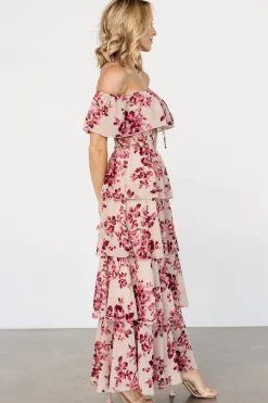 Clearance Baltic Born Carina Off Shoulder Maxi Dress | Nude + Rose Nude+Rose