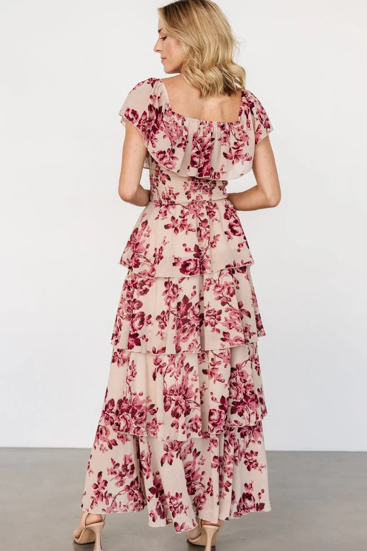 Clearance Baltic Born Carina Off Shoulder Maxi Dress | Nude + Rose Nude+Rose