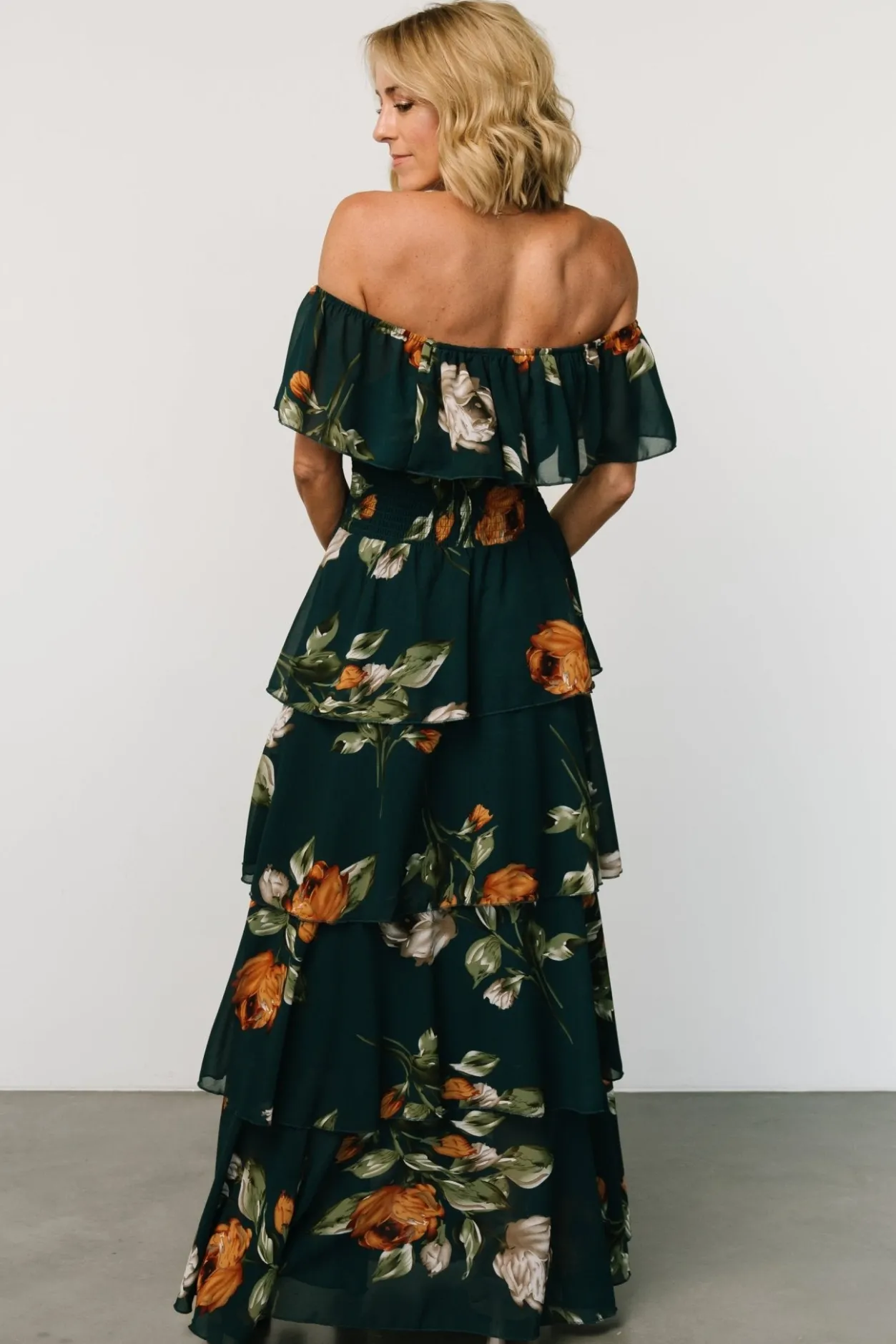 Online Baltic Born Carina Off Shoulder Maxi Dress | Deep Topaz Floral DeepTopazFloral