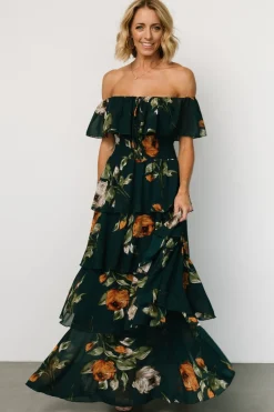 Online Baltic Born Carina Off Shoulder Maxi Dress | Deep Topaz Floral DeepTopazFloral