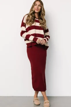 New Baltic Born Carlotta Sweater + Skirt Set | Burgundy + Cream Burgundy+Cream