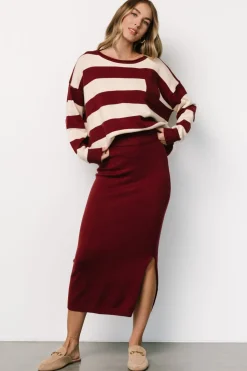 New Baltic Born Carlotta Sweater + Skirt Set | Burgundy + Cream Burgundy+Cream