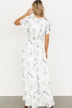 Discount Baltic Born Carmen Maxi Dress | Off White + Blue Floral OffWhite+BlueFloral