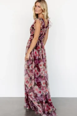 Outlet Baltic Born Carmine Maxi Dress | Wine Floral WineFloral