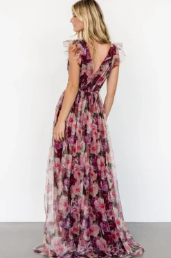 Outlet Baltic Born Carmine Maxi Dress | Wine Floral WineFloral