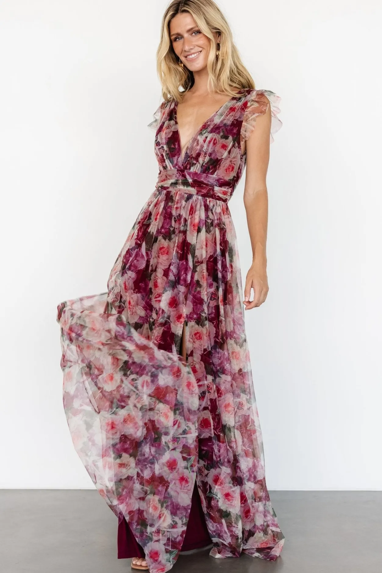 Outlet Baltic Born Carmine Maxi Dress | Wine Floral WineFloral