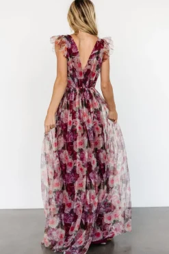 Outlet Baltic Born Carmine Maxi Dress | Wine Floral WineFloral
