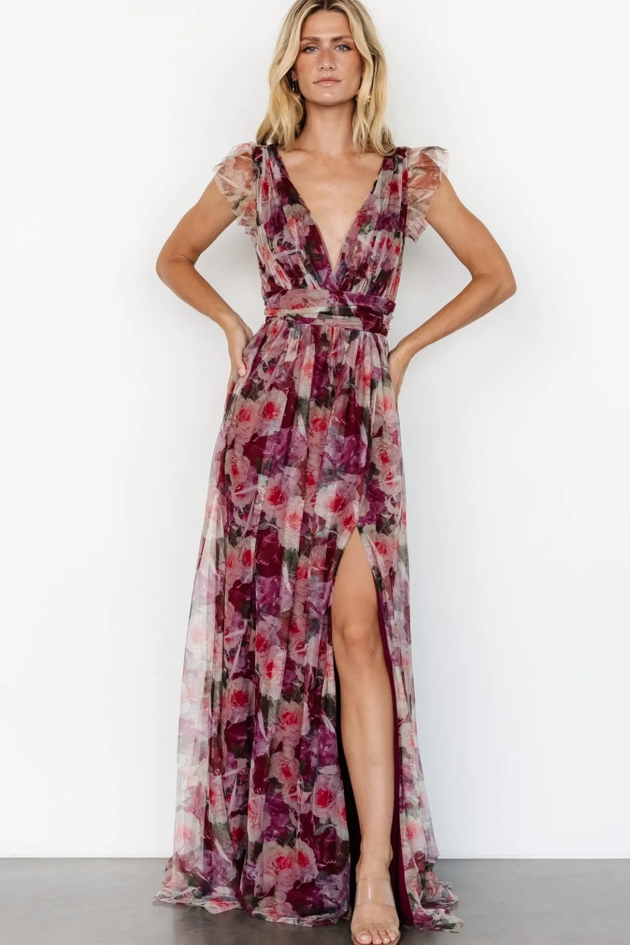 Outlet Baltic Born Carmine Maxi Dress | Wine Floral WineFloral