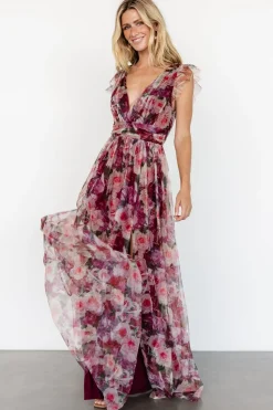 Outlet Baltic Born Carmine Maxi Dress | Wine Floral WineFloral