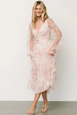 Clearance Baltic Born Carolina Tulle Tiered Maxi Dress | Blush Floral BlushFloral