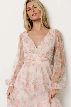 Clearance Baltic Born Carolina Tulle Tiered Maxi Dress | Blush Floral BlushFloral